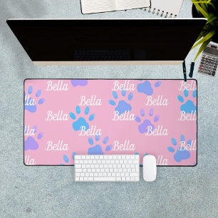 Roze Pootafdrukken Persoonlijke Hond Naam Bureaumat