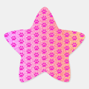 Roze Pootafdrukken Roze Goud Glitter Lief Meisjesa Ster Sticker