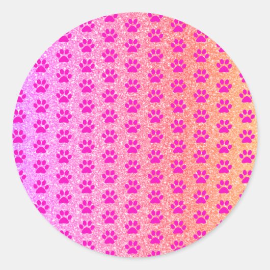 Roze Pootafdrukken Roze Goud Glitter Mooie Meisjes Ronde Sticker (Voorkant)