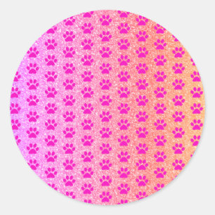 Roze Pootafdrukken Roze Goud Glitter Mooie Meisjes Ronde Sticker