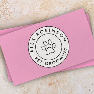 Roze pootdruk visitekaartje voor het groompen van