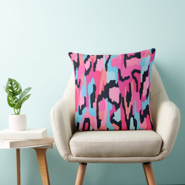 Roze Pop Abstract Kussen (Stoel)