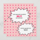 Roze Pop Art Cupcake Birthday Uitnodiging (Voorkant / Achterkant)