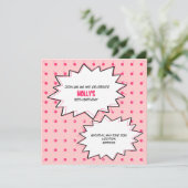 Roze Pop Art Cupcake Birthday Uitnodiging (Staand voorkant)