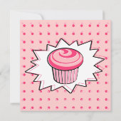 Roze Pop Art Cupcake Birthday Uitnodiging (Achterkant)