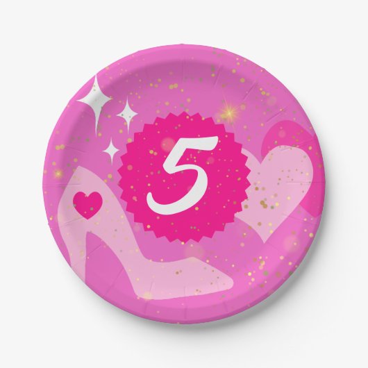 Roze Pop Verjaardagsfeestje, Aangepaste leeftijd,  Papieren Bordje (Voorkant)