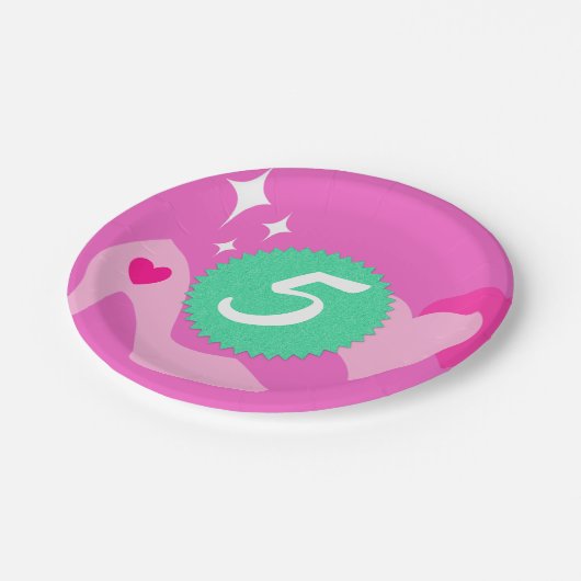 Roze Pop Verjaardagsfeestje, Aangepaste leeftijd, Papieren Bordje (Gekanteld)