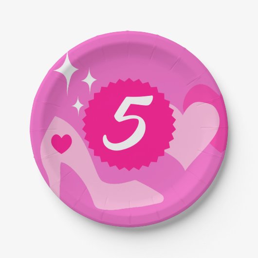 Roze Pop Verjaardagsfeestje, Aangepaste leeftijd,  Papieren Bordje (Voorkant)