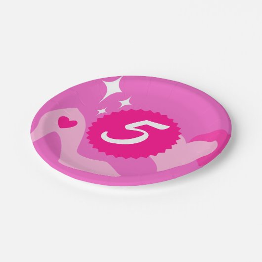 Roze Pop Verjaardagsfeestje, Aangepaste leeftijd,  Papieren Bordje (Gekanteld)