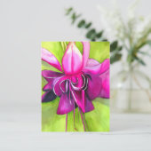 Roze pop waterverf bloem briefkaart (Staand voorkant)