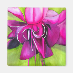 Roze pop waterverf bloem magneet