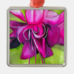 Roze pop waterverf bloem metalen ornament