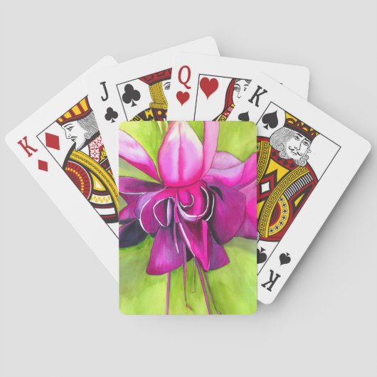 Roze pop waterverf bloem speelkaarten (Achterkant)