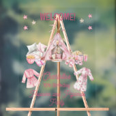 Roze Popcorn en Pyjama Slumber Verjaardagsfeest Acryl Bord (Neutraal)