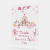 Roze Popcorn en Pyjama Slumber Verjaardagsfeest Acryl Bord (Hoek)