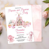 Roze Popcorn en Pyjama Slumber Verjaardagsfeest Kaart