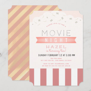 Roze Popcorn Film Night Girl Verjaardag Kaart