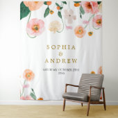 Roze Poppies Bloemen Trouwwandtapijt Wandkleed (In situ)