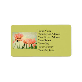 Roze Poppies en Floral Swirls Adresetiketten Etiket