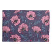 Roze poppies op donker violet kussensloop (Achterkant-Links)