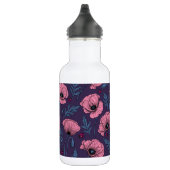 Roze poppies op donker violet waterfles (Rechts)