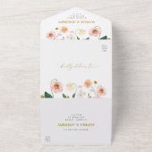 Roze Poppy Bloemen Bruiloft All In One Uitnodiging (Buitenkant)