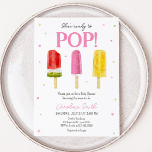 Roze Popsicle Baby shower Kaart