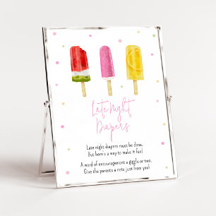 Roze Popsicle Baby shower Late Night Luiers Poster