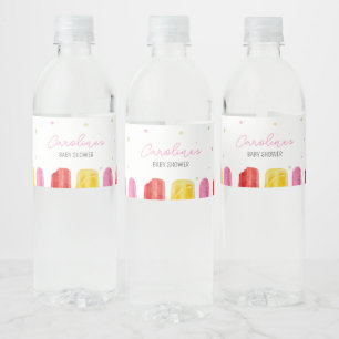 Roze Popsicle Baby shower Welkomstbord Waterfles Etiket