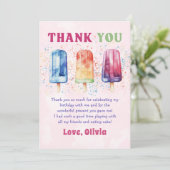 Roze Popsicle Ice Cream Girl Bedankt Card (Staand voorkant)
