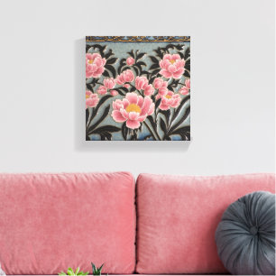 Roze Porseleinen Pioenrozen Canvas Afdruk
