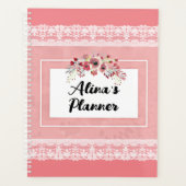  Roze Posies en Kant  Naam Planner (Voorkant)