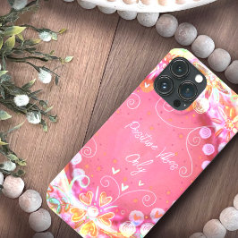  roze "Positive Vibes" Quote Inspirivity iPhone 13 Pro Max Hoesje