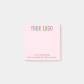 Roze Post-it® notes Business Logo vanaf het bureau (Voorkant)