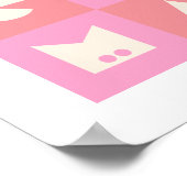 Roze Poster kinderkamer kunst decor 4 letter naam (Hoek)