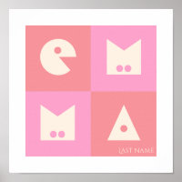 Roze Poster kinderkamer kunst decor 4 letter naam