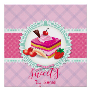 Roze Poster van de bakkerij Perfect Poster