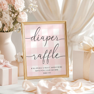 Roze Poster van Gingham Diaper Raffle