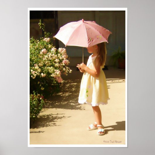 Roze Poster van het Meisje van de Umbrella (Voorkant)