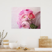 roze poster van ranunculus bouquet (Keuken)