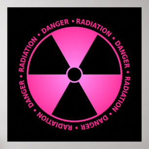 Roze Poster voor stralingswaarschuwing