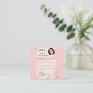 Roze Postpartum Doula Professioneel Design Vierkante Visitekaartje