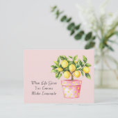 Roze Pot Geel Maak Limonade Briefkaart (Staand voorkant)