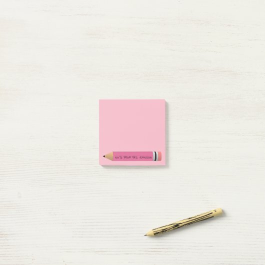 Roze potlood post-it® notes (Op bureau)