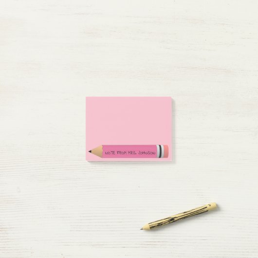 Roze potlood post-it® notes (Op bureau)