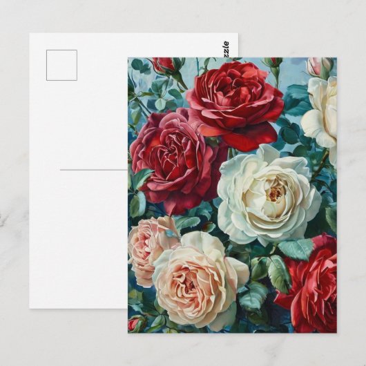 Roze pracht. Bloemenboeket van rozen. Briefkaart (Voorkant / Achterkant)