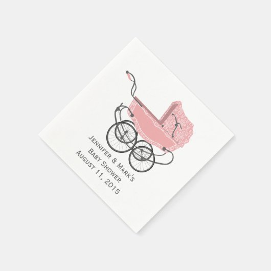 Roze Pram Custom Baby shower Papieren servetten (Hoek)