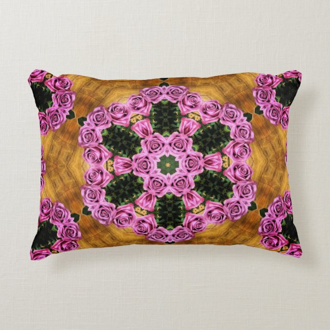 Roze Prancing Posies Accent Kussen (Voorkant)