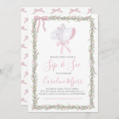 Roze Preppy Bonnet Meisje Sip & See Kaart (Voorkant / Achterkant)