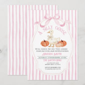 Roze Preppy FrameFall Gekke Gans Baby shower Kaart (Voorkant / Achterkant)